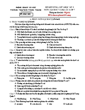 Đề kiểm tra giữa học kỳ I môn Lịch sử và Địa lí Lớp 7 sách Cánh Diều - Trường TH&THCS Trung Thành (Có đáp án)